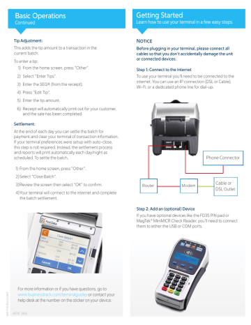 First Data FD130 Getting Started Manual | Manualzz