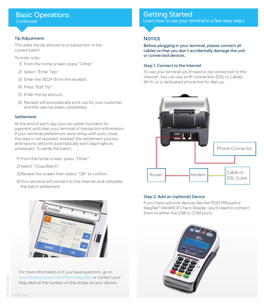 First Data FD130 Duo, FD130 User manual | Manualzz