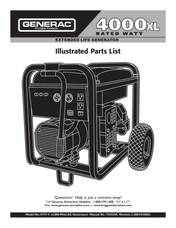 Generac 4000XL 9777-4 Illustrated Parts List | Manualzz