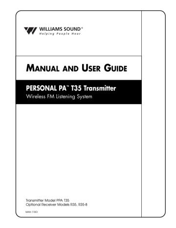 Williams Sound PPA 375 manual | Manualzz