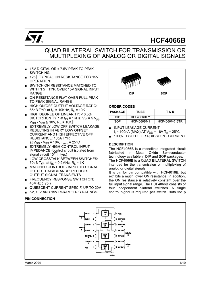 Hef4066bt схема включения