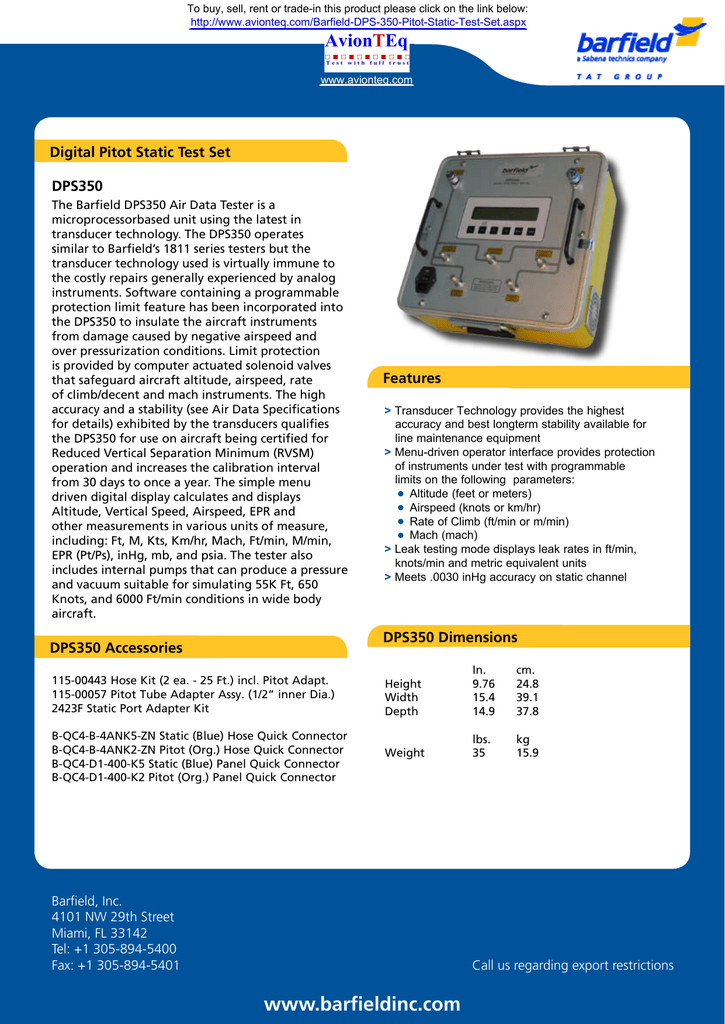 Barfield dps350 instruction manual transmission