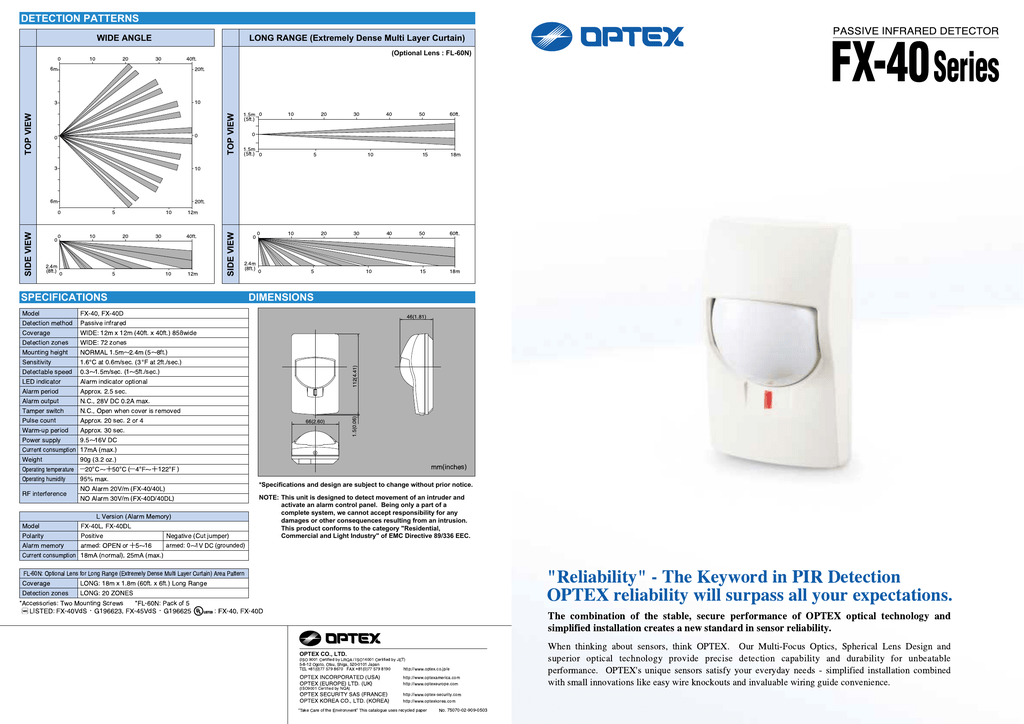 Optex rxc st схема подключения - 81 фото