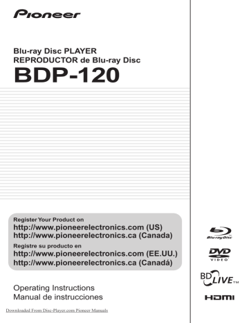Pioneer BDP-121 Operating Instructions Manual user guide | Manualzz