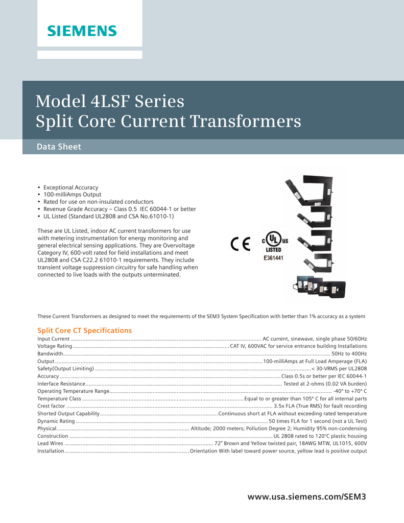 Split Core Current Transformers Manualzz