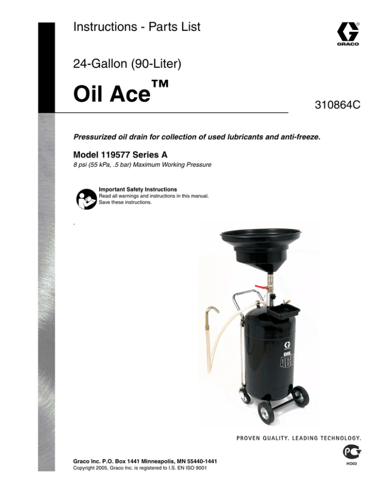Graco 119577 Oil Ace Oil Drain Parts List Manualzz