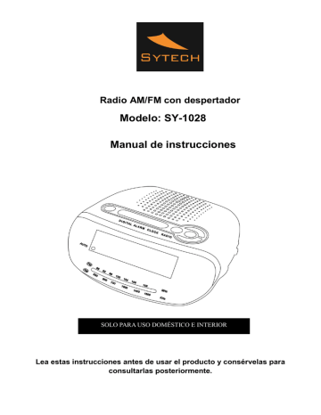 Sytech SY1028R RADIO DESPERTADOR, SALIDA AURICULAR, ROJO El manual del propietario | Manualzz