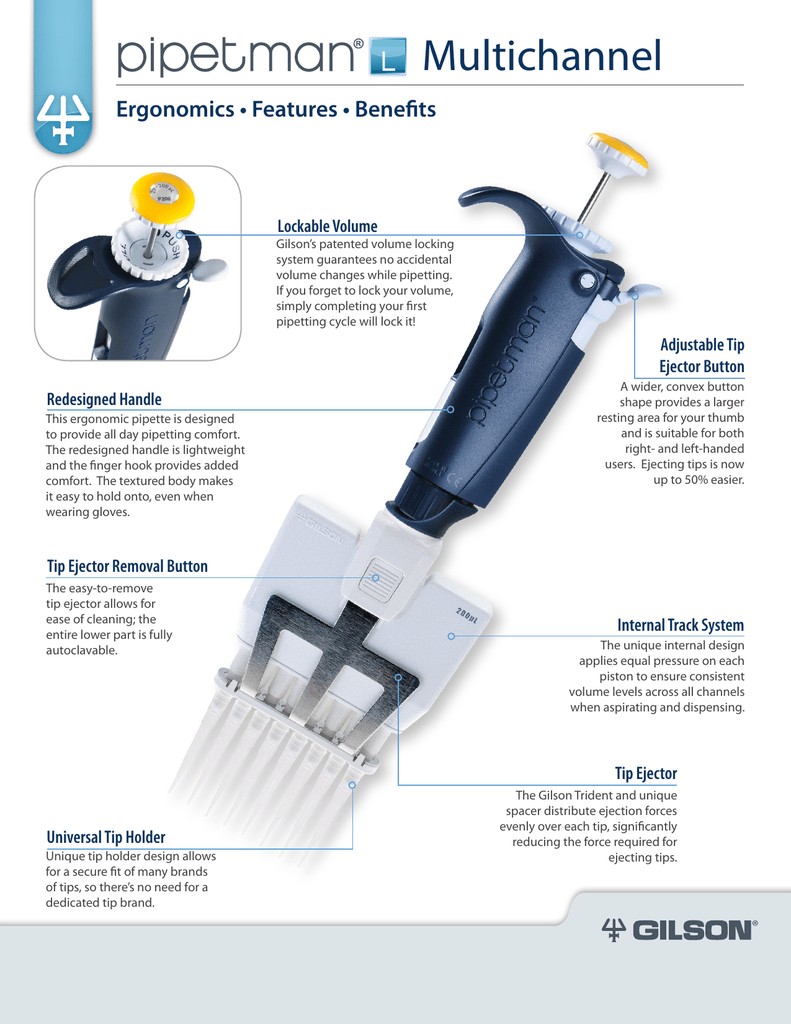 Pipetman L Multichannel P12x10L Pipette From Gilson