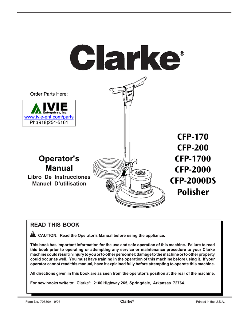 Clarke CFP Buffer Manual  Assembly Drawing Parts List