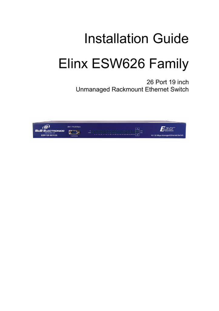 B&B Electronics Elinx ESW626Series Installation Manual | Manualzz