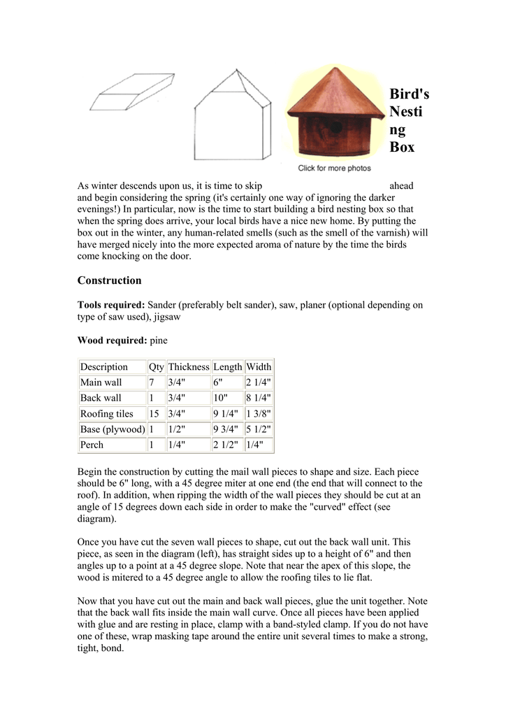 Bird Nesting Box Manualzz