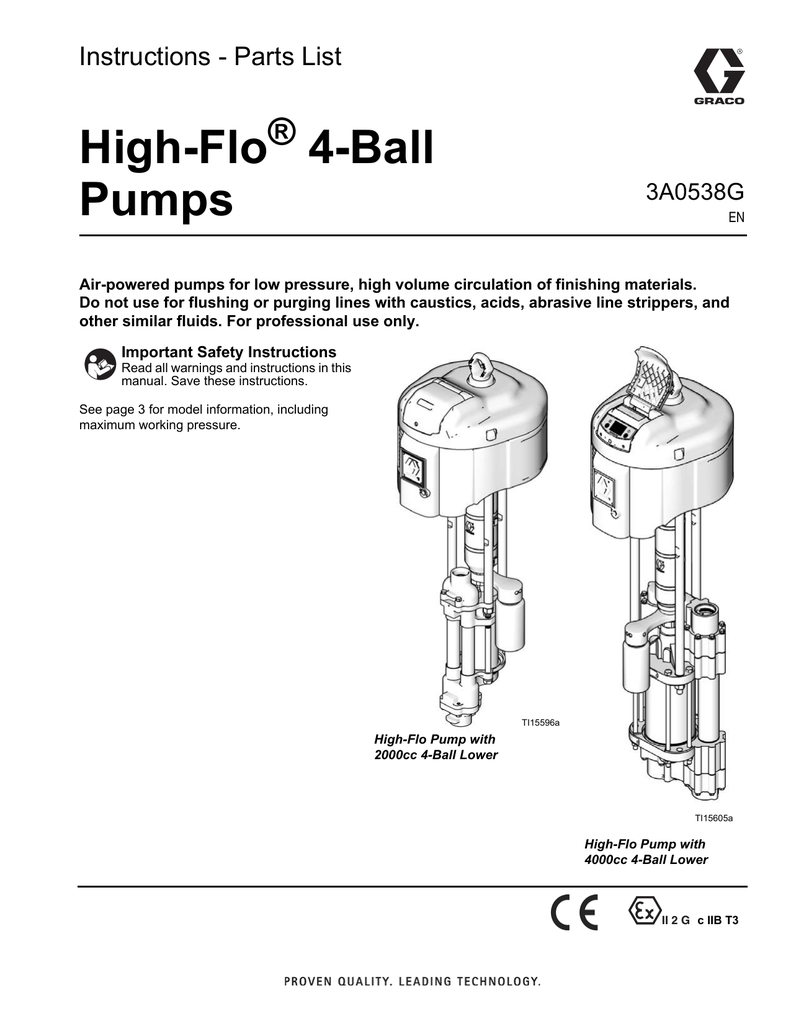 3A0538G HighFlo 4Ball Pumps, Instructions/Parts Manual, English