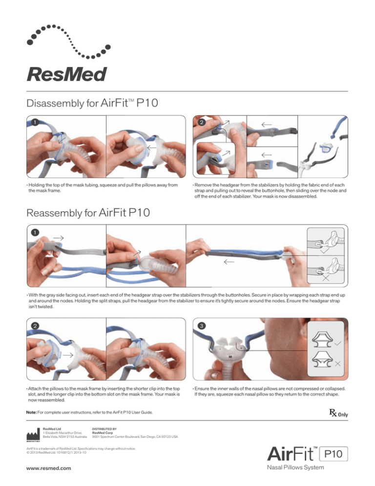 ResMed AirFit P10 for Her, AirFit P10 User manual Manualzz