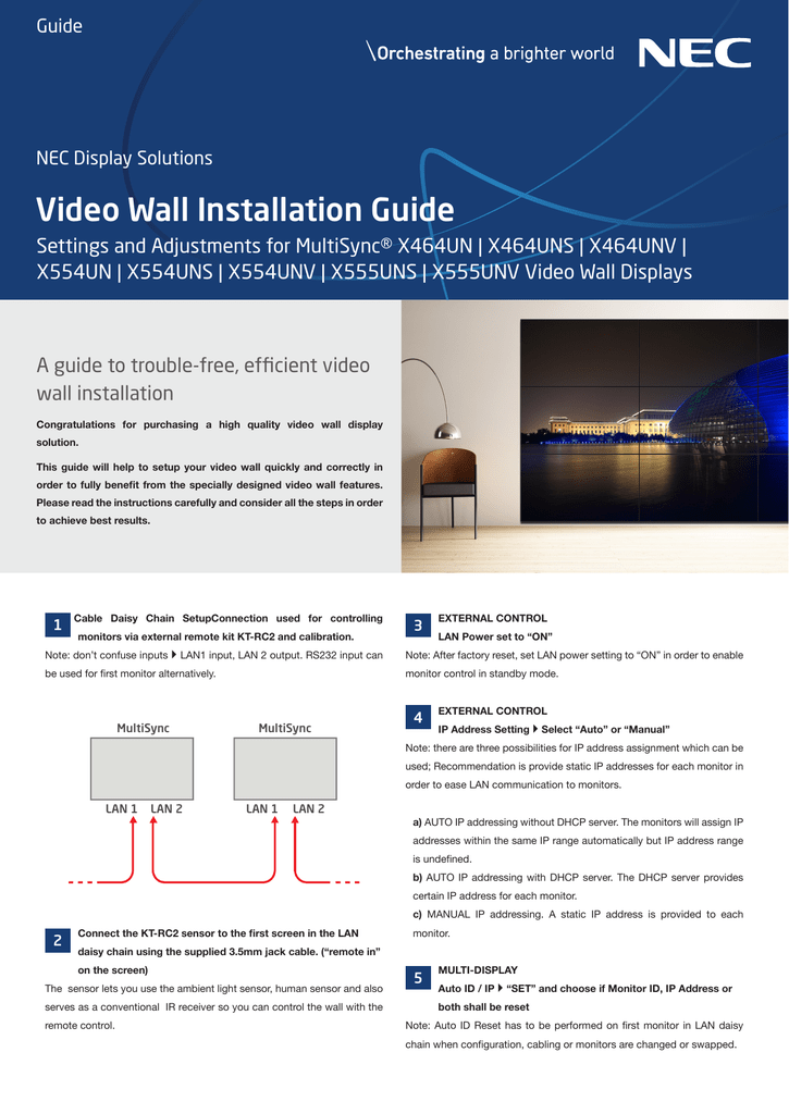 Videowall Installation Guide Settings 