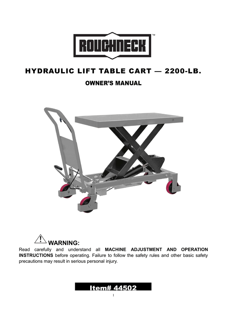 Material Handling Products Capacity 2200Lb Roughneck Hydraulic Lift