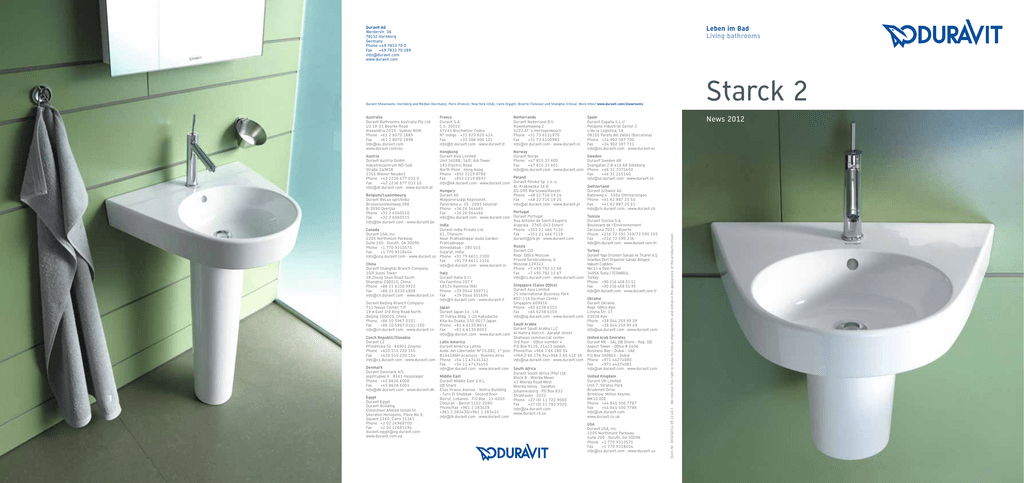 Piatto Doccia Duravit Starck.Duravit Starck 2 Flyer Manualzz