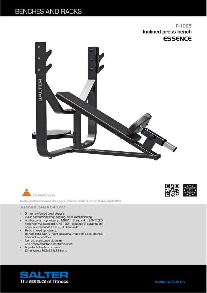 Benches And Racks Essence Inclined Press Bench Manualzz
