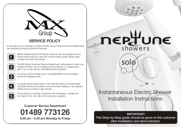 MX | Neptune Showers Solo | Installation Guide | neptune-solo | Manualzz