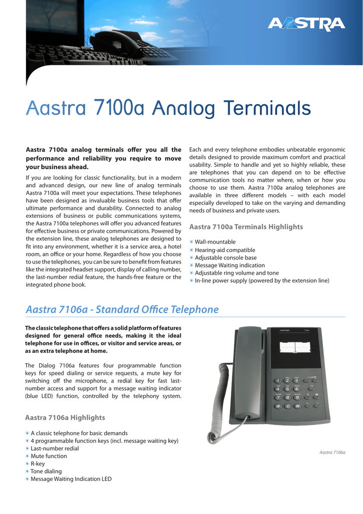 Aastra Dialog 71Xx Analog Terminals | Manualzz