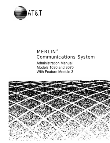 AT&T Merlin 3070 Administration Manual | Manualzz