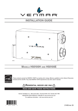 Venmar Ventilation Unit H50100 H, H50100 E Installation Guide