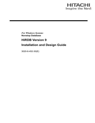 Hirdb Version 9 Installation And Design Guide For Windows Systems Nonstop Database Manualzz