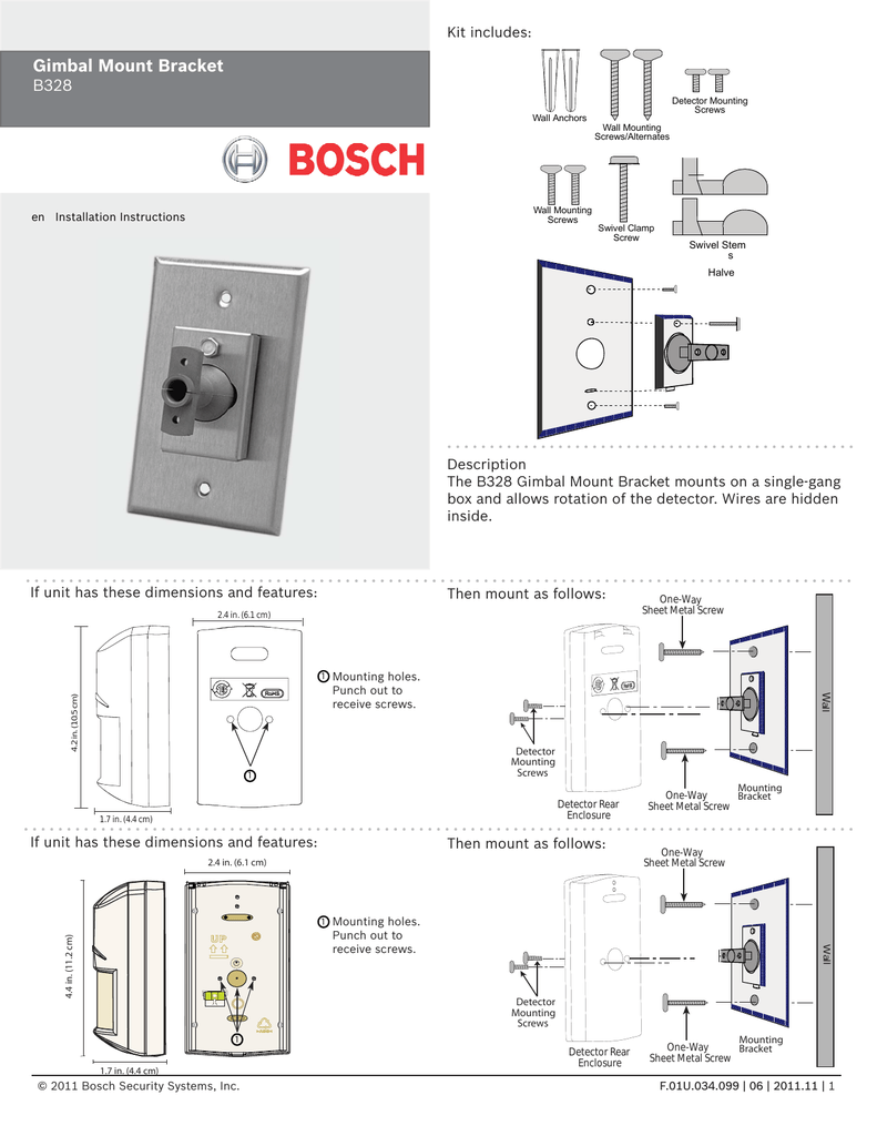 Bosch B328 install manual | Manualzz