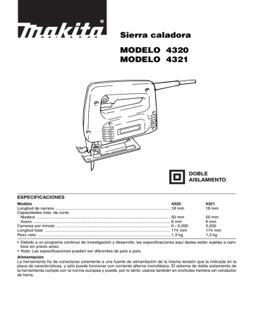 Sierra caladora MODELO 4320 MODELO 4321 DOBLE | Manualzz