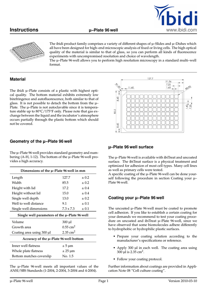 Ibidi U Plate 96well 英語 Manualzz