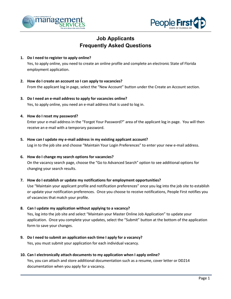 job applicant faqs