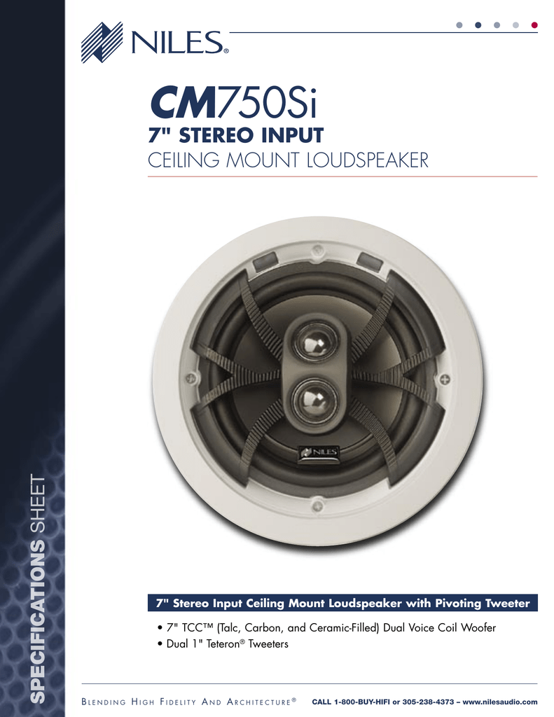 Niles Cm750si Stereo Input 2 Way In Ceiling Loudspeaker Brochure