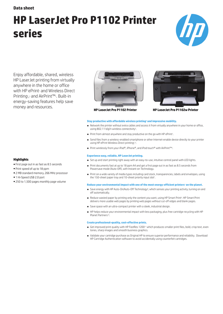 HP LASERJET PRO 1102W LaserJet Pro P1102W Wi-Fi Mono Laser Printer  Instruction Manual | Manualzz