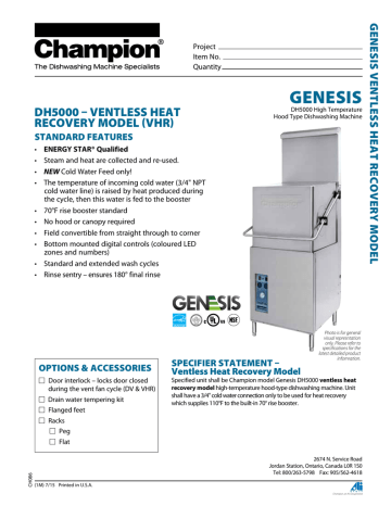 champion genesis dishwasher