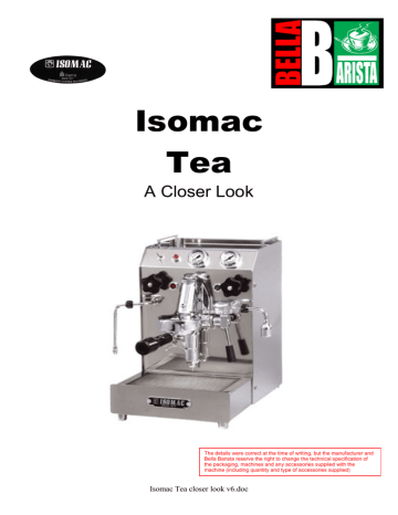 Isomac Tea A Closer Look | Manualzz