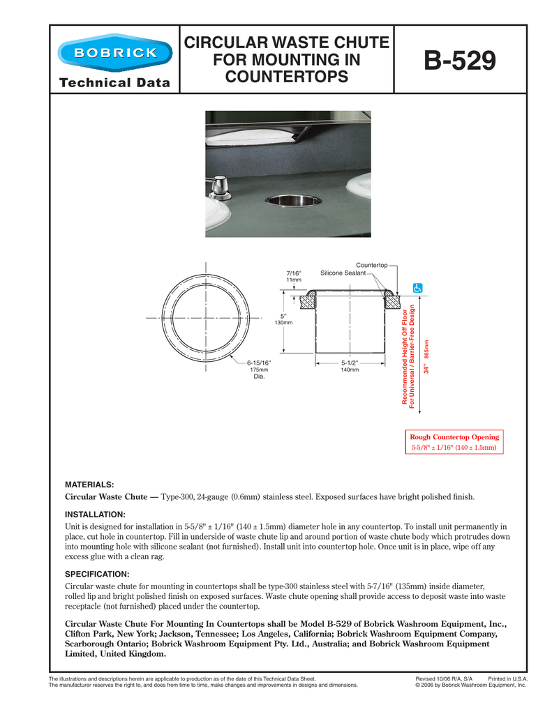 Bobrick B 529 User Manual Manualzz