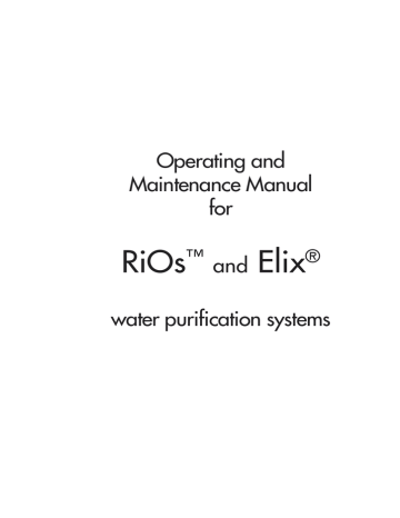 Millipore Rios Elix Water Purification System Manualzz