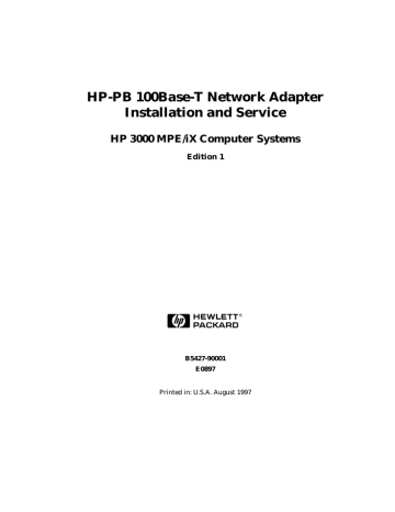 HP-PB 100Base-T Network Adapter Installation and Service Guide | Manualzz
