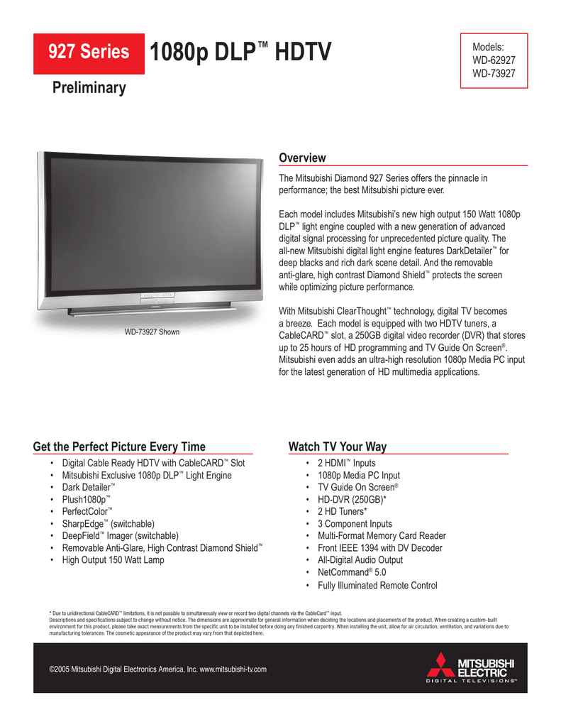 Mitsubishi Wd 73927 Sheet Manualzz Com