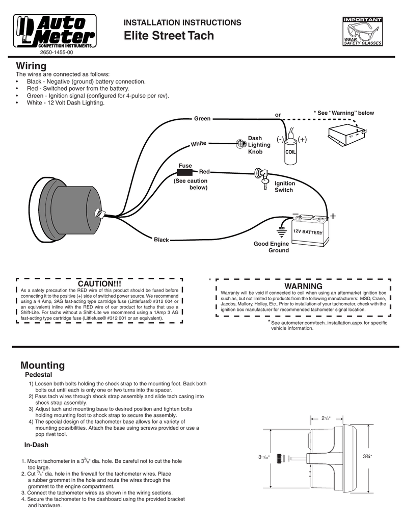 Elite Street Tach Wiring INSTALLATION INSTRUCTIONS | Manualzz Yamaha Outboard Tach Wiring Diagram Manualzz