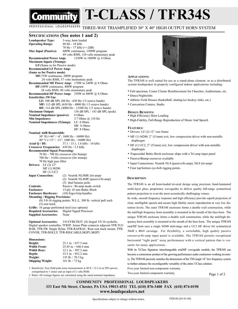 Community Tfr34s Specification Manualzz