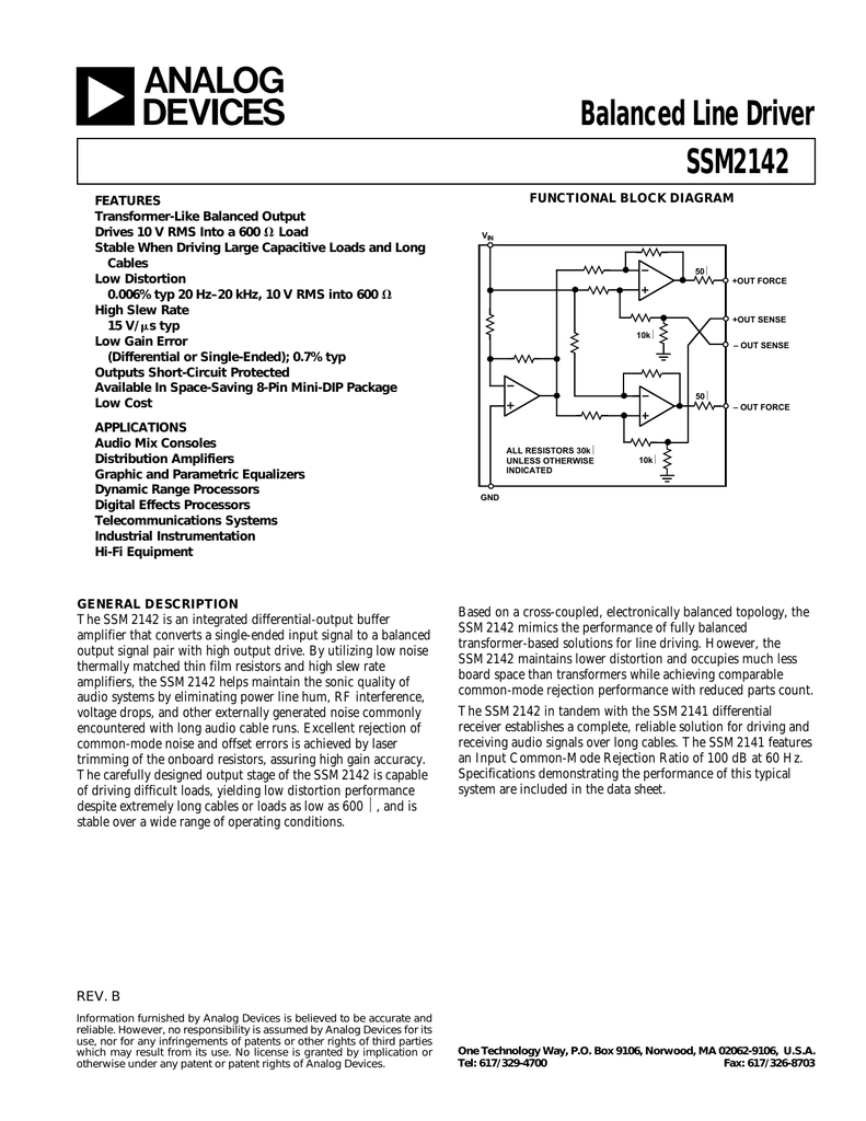 Ssm2142 схема усилителя