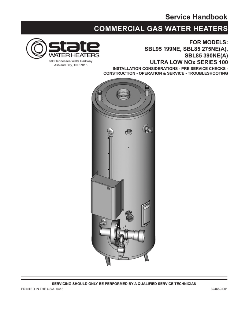 State SBL95-199-NE Water Heater Instruction Manual | Manualzz