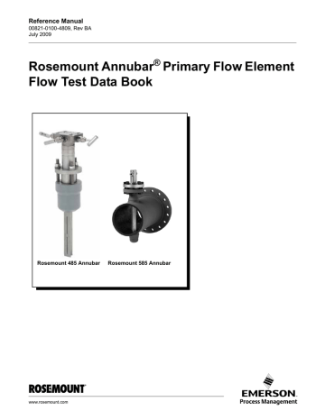 Rosemount Annubar Primary Flow Element Flow Test Data Book Owner S Manual Manualzz