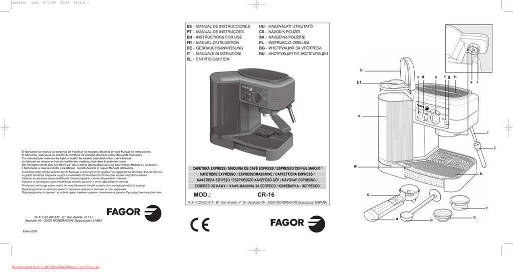 Fagor CR-16 User Guide Manual pdf | Manualzz