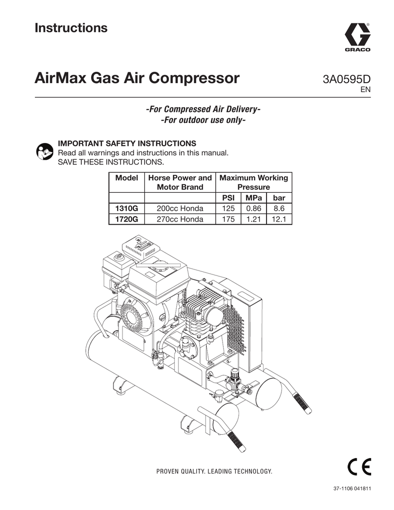 Graco 3A0595D AirMax Gas Air Compressor Instructions Manualzz