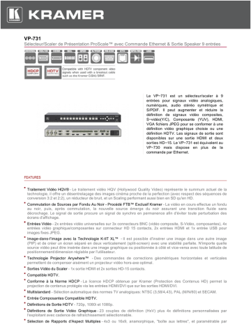 VP-731 Sélecteur/Scaler de Présentation ProScale™ avec Commande Ethernet & Sortie Speaker... | Manualzz