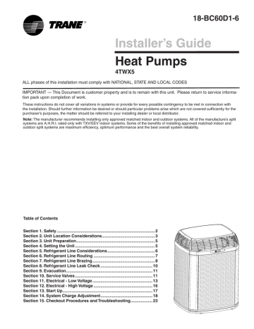 Trane XL15i Heat Pump Installation Manual | Manualzz