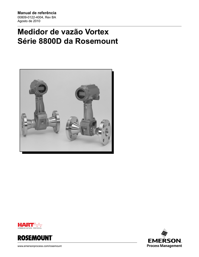 Medidor de vazão Vortex Série 8800D da Rosemount Manual de referência