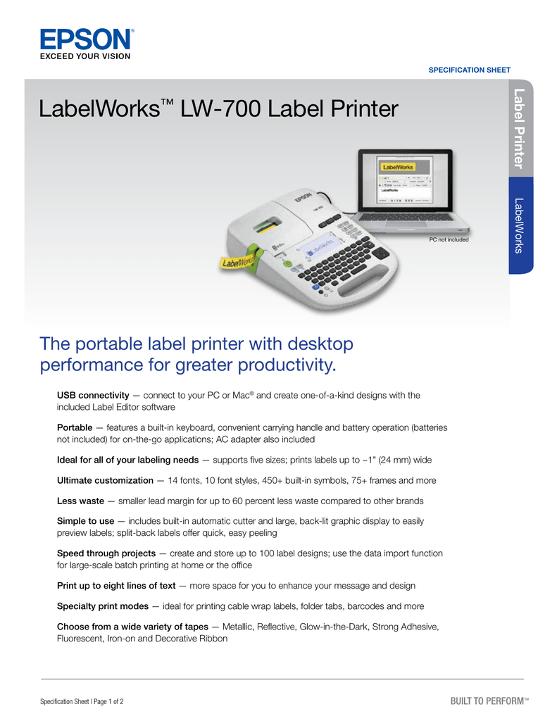 Epson Lw 700 Portable Desktop Label Printer Label Makers