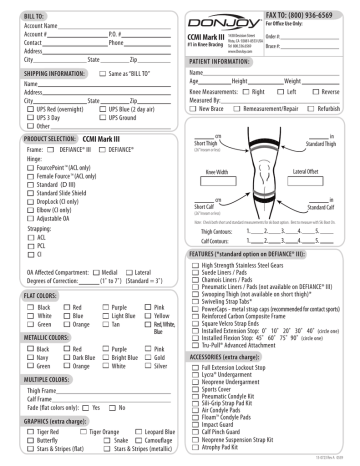 DonJoy DEFIANCE Mark III Knee Brace Instructions | Manualzz